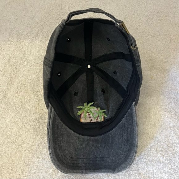 Dark Adjustable Grey Ball Cotton Cap with Palm Tree Beach Embroidery - Picture 5 of 14